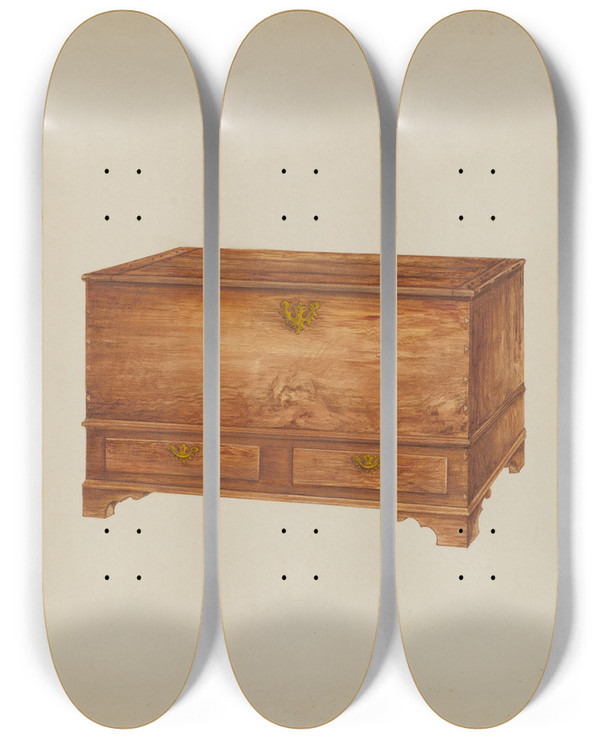 Triptych art skateboard deck of Henry Meyers Chest_1 by Henry Meyers (20-)