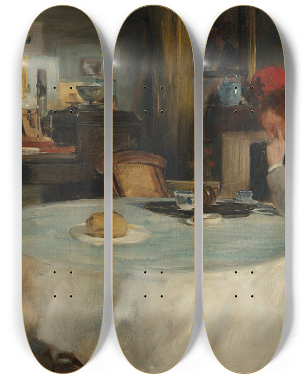 Triptych art skateboard deck of Charles Haslewood Shannon Portrait Of Charles Ricketts Painted At Kennington Road Lambeth by Charles Haslewood Shannon (1863-1937)