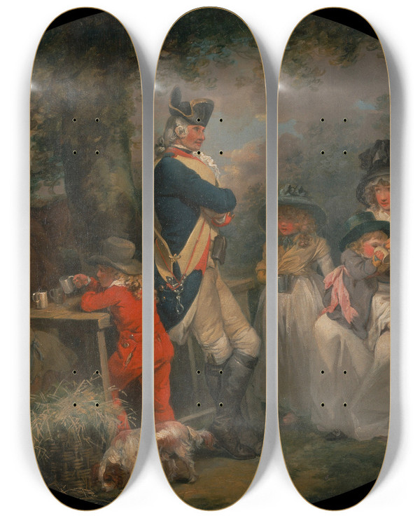 Triptych art skateboard deck of George Morland St Jamess Park by George Morland (1763-1804)
