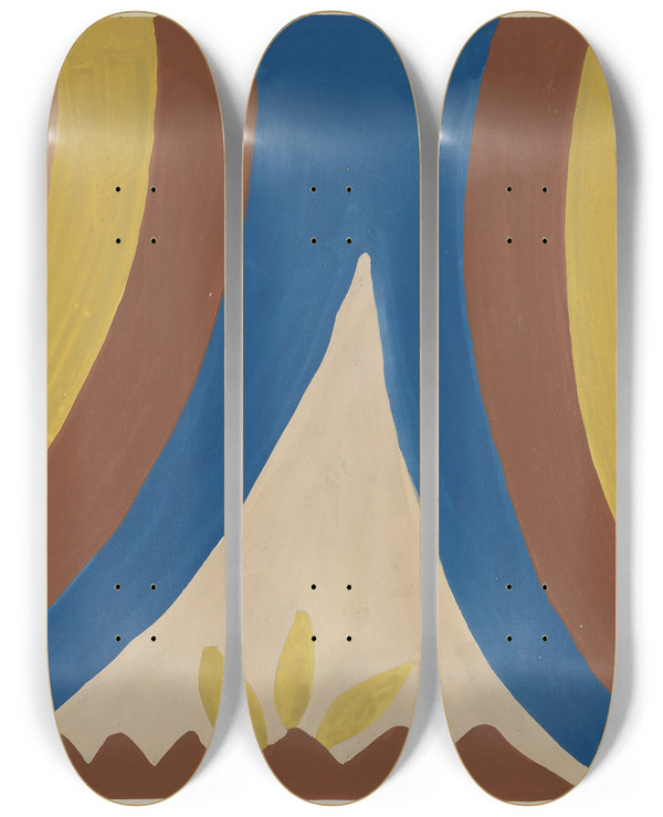 Triptych art skateboard deck of Majel G Claflin Colcha_3 by Majel G Claflin (1893-1941)
