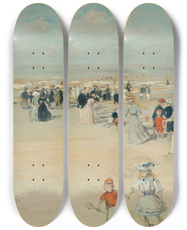Triptych art skateboard deck of Jean Franois Raffalli La Promenade Mare Basse by Jean Francois Raffaelli (1850-1924)