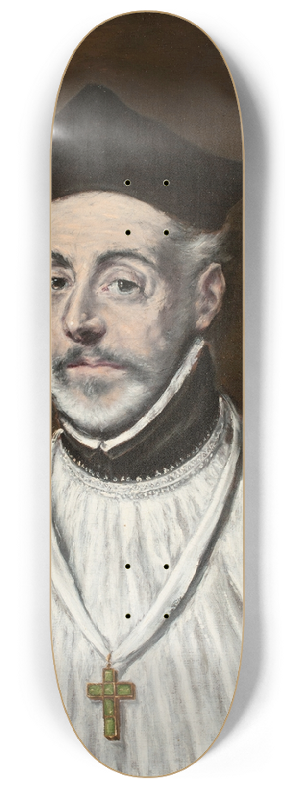 El Greco (Domenikos Theotokopoulos) - Portrait of Diego de Covarrubias y Leiva (1512-1577) 8.25 inch art skate deck