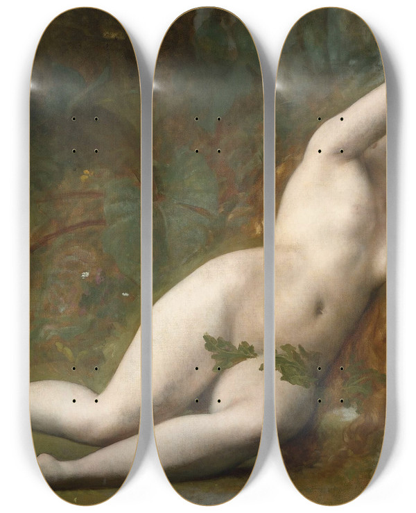 Triptych art skateboard deck of Alexandre Cabanel Eve After The Fall by Alexandre Cabanel (1823-1889)
