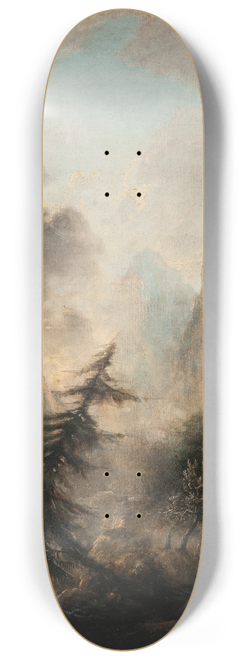 Elias Martin - Romantic Landscape with Spruce 8.25 inch art skate deck
