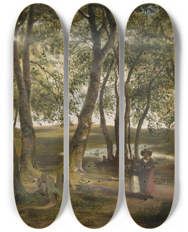 Triptych art skateboard deck of Felix Von Schiller Buchenwald Am Ganszipfel Chiemsee by Felix Von Schiller