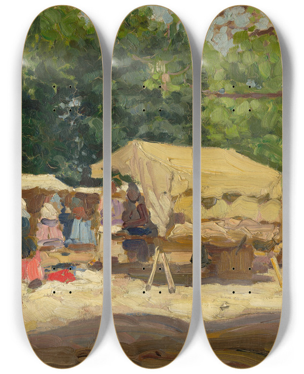 Triptych art skateboard deck of Teodor Jozef Mousson Iatre by Jozef Teodor Mousson