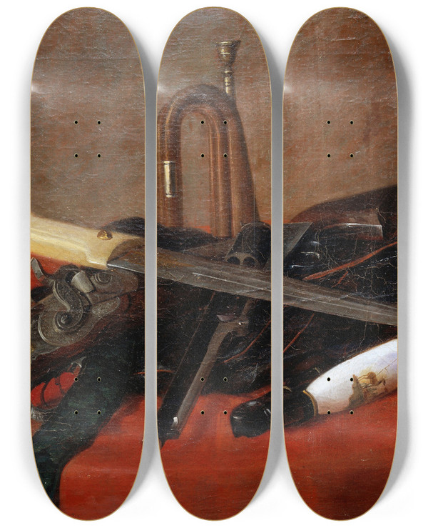 Triptych art skateboard deck of Albert Edelfelt Still Life by Albert Edelfelt (1854-1905)