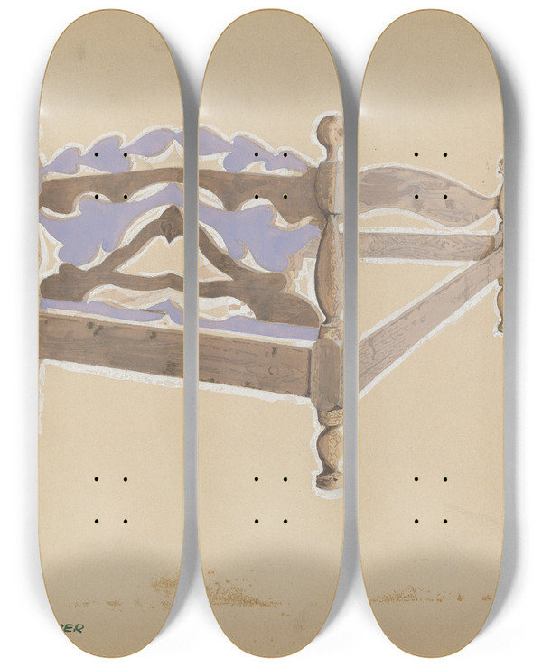 Triptych art skateboard deck of Richard Reimer Bed by Richard Reimer