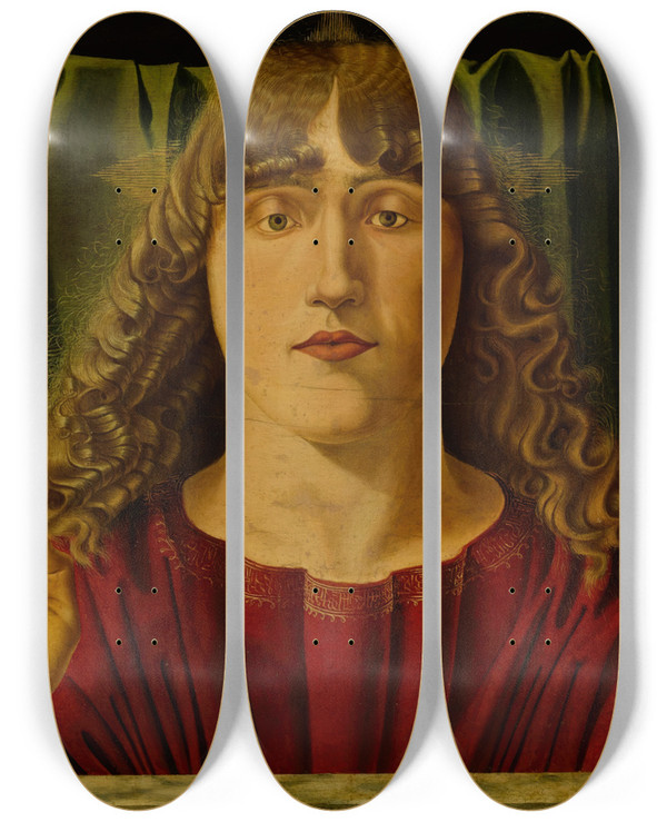 Triptych art skateboard deck of Jacopo Da Valenza The Blessing Christ by Jacopo da Valenza (1485-1509)