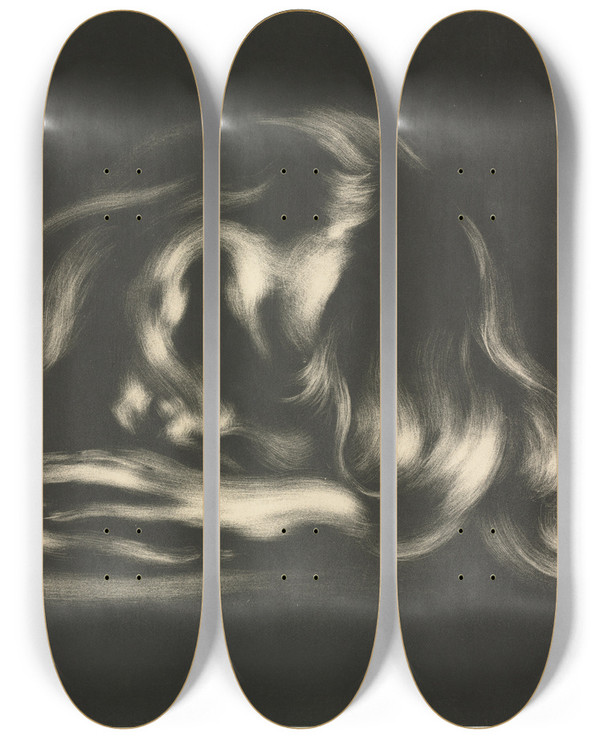 Triptych art skateboard deck of Eugne Carriere Sleep Jeanren Carrire by Eugene Carriere (1849-1906)