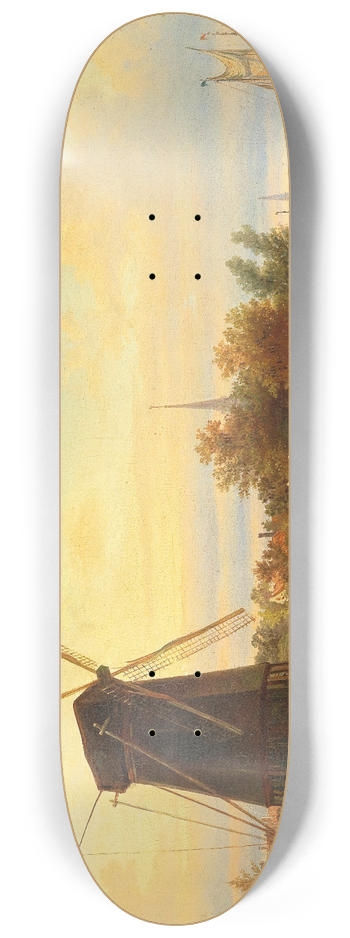 Elias Pieter van Bommel - Watermill Near Amsterdam 8.25 inch art skate deck