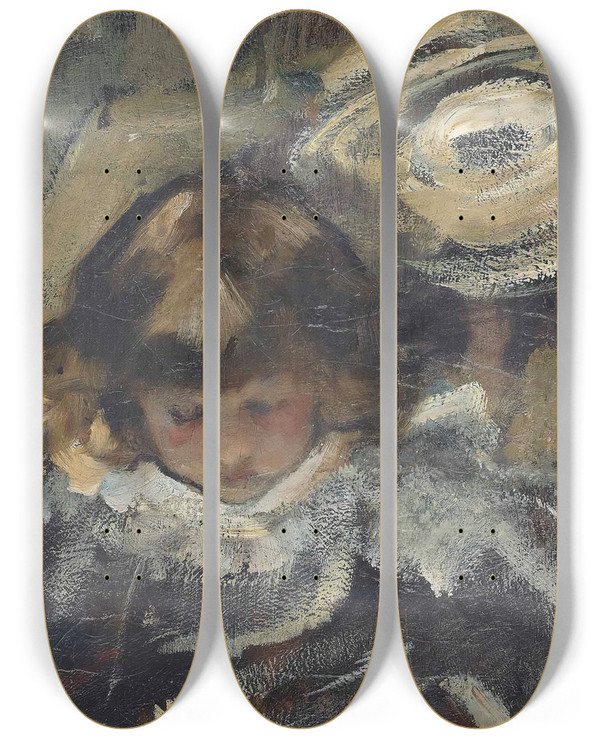 Triptych art skateboard deck of James Jebusa Shannon In Repose by James Jebusa Shannon (1862-1923)