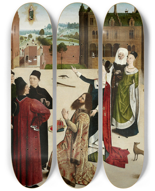 Triptych art skateboard deck of Master Of The Tiburtine Sibyl The Prophecy Of The Tiburtine Sibyl by Master Of The Tiburtine Sibyl