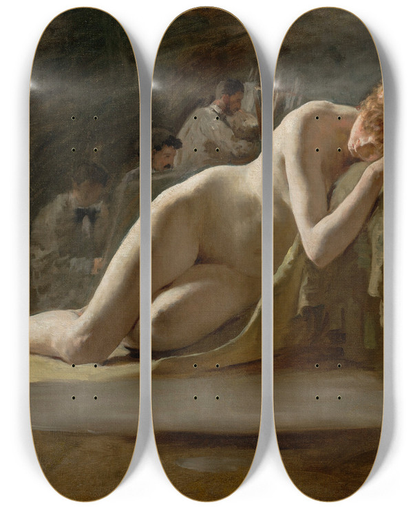 Triptych art skateboard deck of Solomon Joseph Solomon The Life Class_1 by Solomon Joseph Solomon (1860-1927)