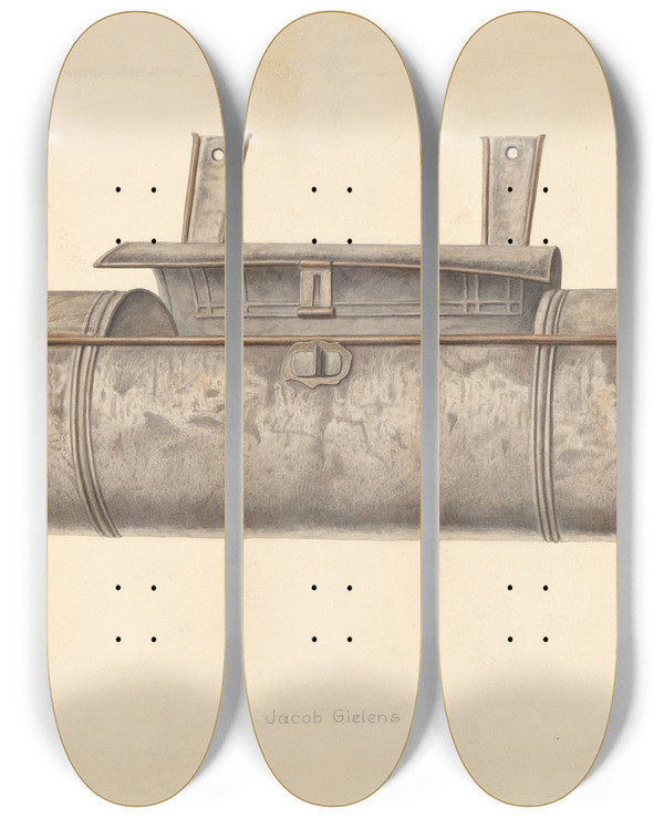 Triptych art skateboard deck of Jacob Gielens Candle Box by Jacob Gielens