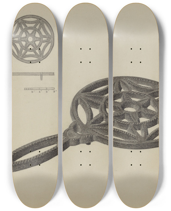 Triptych art skateboard deck of Herman Bader Pa German Flatiron Holder_2 by Herman Bader