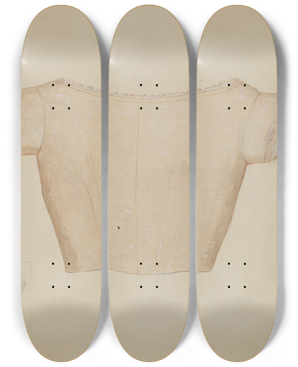 Triptych art skateboard deck of Edna C Rex Wedding Under Bodice by Edna C Rex (1893-1972)