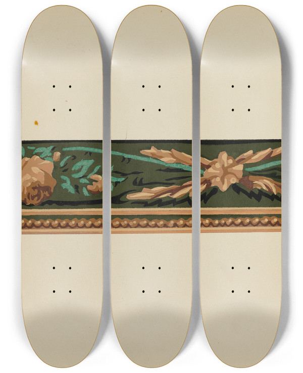 Triptych art skateboard deck of Paul Farkas Wall Paper Border_2 by Paul Farkas