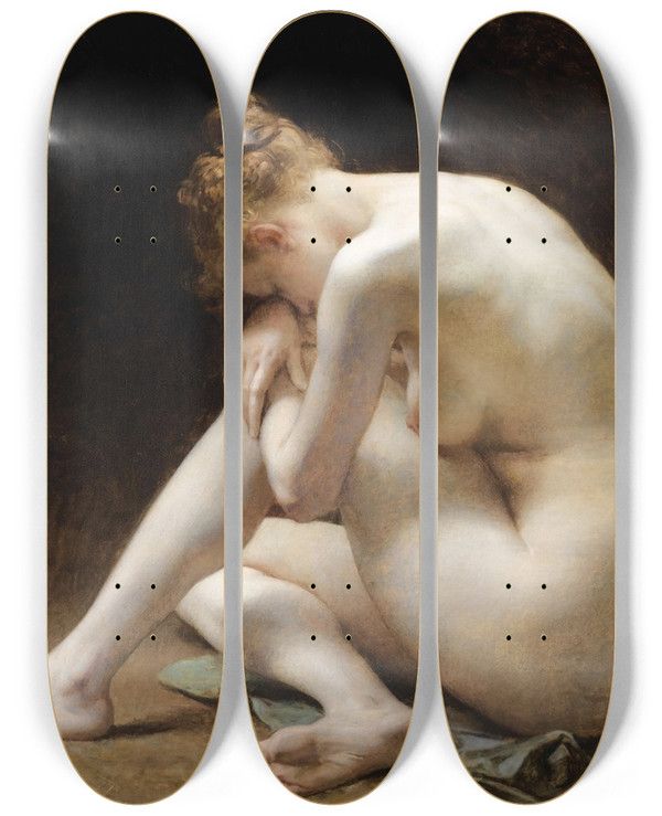 Triptych art skateboard deck of Diogne Maillart Lesclave by Diogene Maillart (1840-1926)