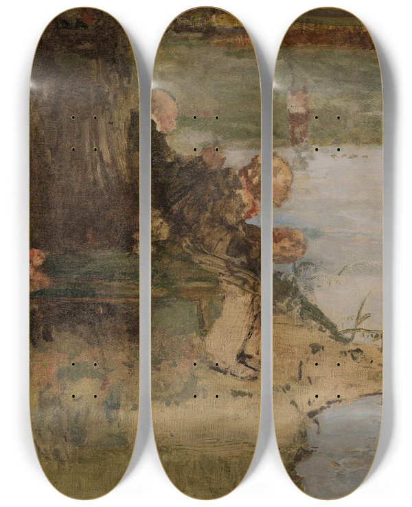 Triptych art skateboard deck of Witold Wojtkiewicz Vegetation by Witold Wojtkiewicz (1879-1909)