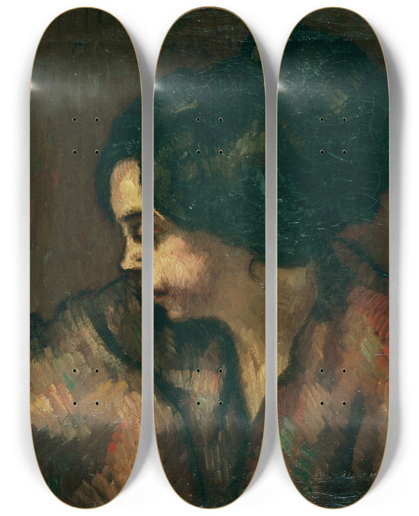 Triptych art skateboard deck of Isidre Nonell Lassitude by Isidre Nonell (1872-1911)