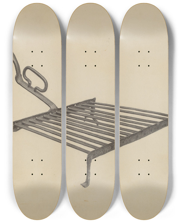 Triptych art skateboard deck of Bernard Westmacott Gridiron by Bernard Westmacott