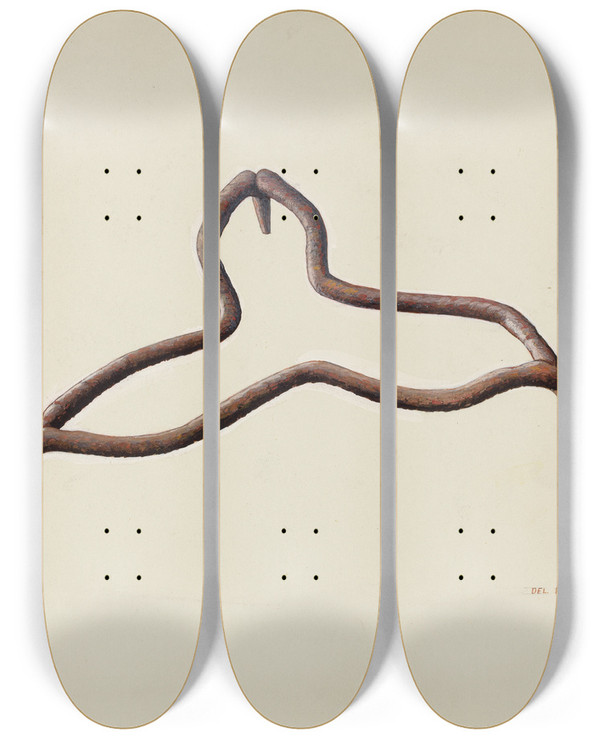 Triptych art skateboard deck of John Petrucci Flat Iron Stand by John Petrucci