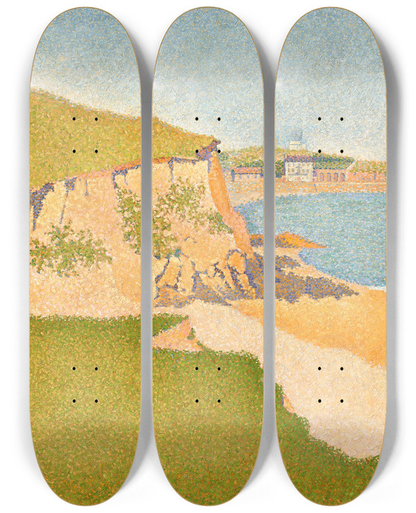 Triptych art skateboard deck of Paul Signac Portrieux Tertre Denis by Paul Signac (1863-1935)