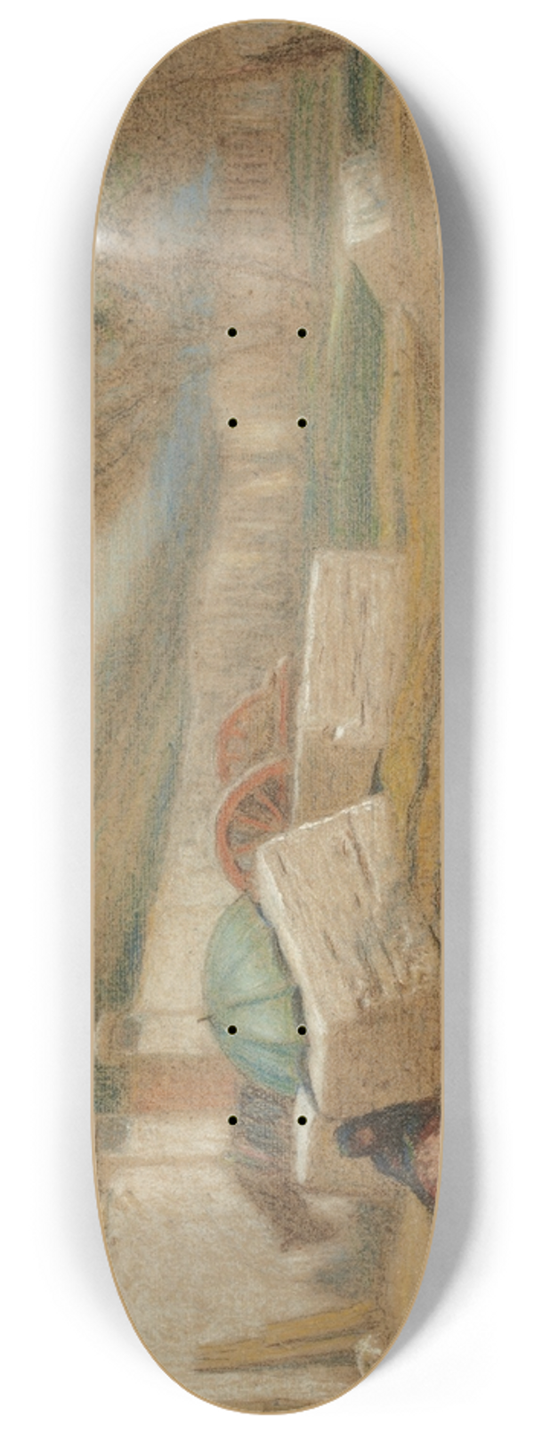 Elihu Vedder - Roadside Figure and Umbrella 8.25 inch art skate deck