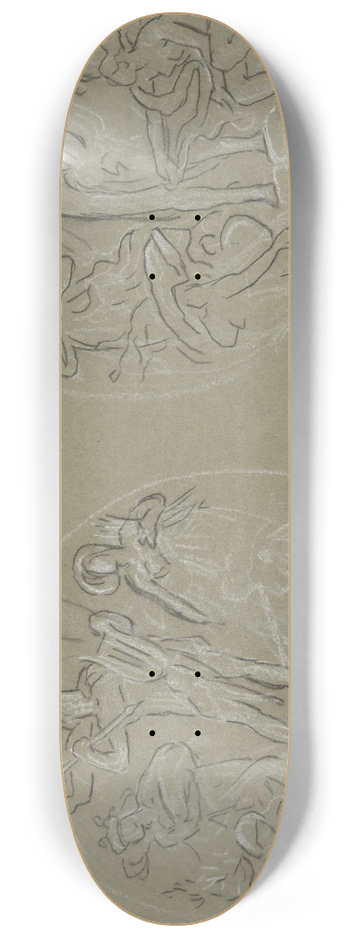Elihu Vedder - Sheet of studies for HuntingtonCeiling 8.25 inch art skate deck