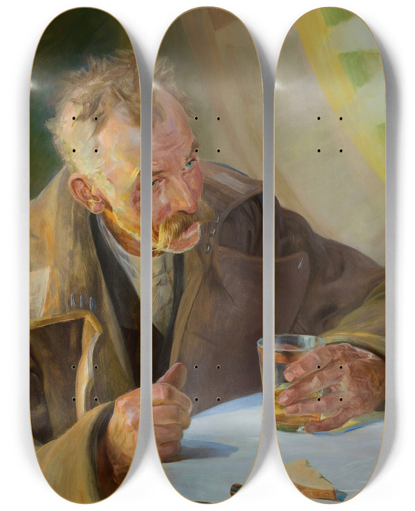 Triptych art skateboard deck of Jacek Malczewski Christ In Emmaus Triptych by Jacek Malczewski (1854-1929)