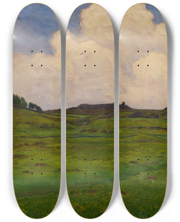 Triptych art skateboard deck of Karl Nordstrm Scene From Tjrn by Karl Nordstrom (1855-1923)