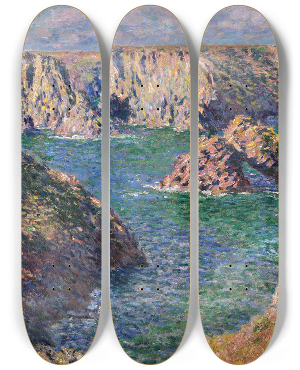 Triptych art skateboard deck of Claude Monet Portdomoisbelleisle by Claude Monet (1840-1926)