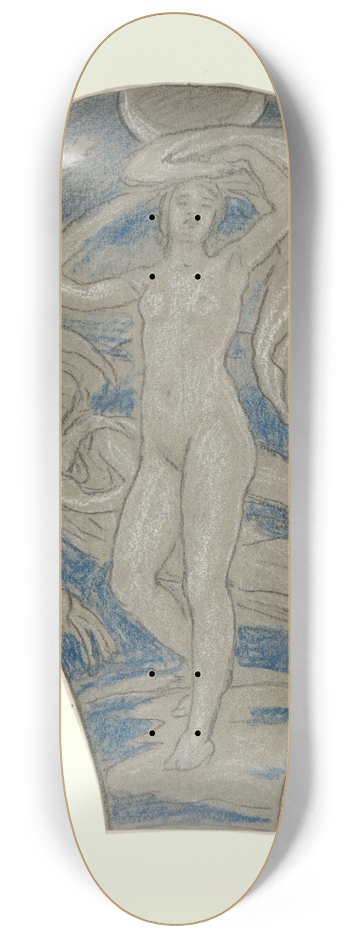Elihu Vedder - Study for Luna andAttendants 8.25 inch art skate deck