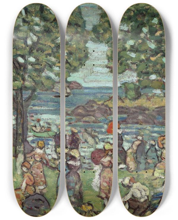 Triptych art skateboard deck of Maurice Prendergast Salem Cove by Maurice Prendergast (1858-1924)