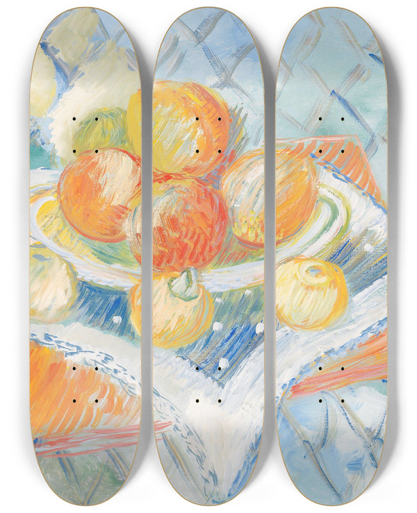 Triptych art skateboard deck of Sigrid Hjertn Still Life_2 by Sigrid Hjerten (1885-1948)