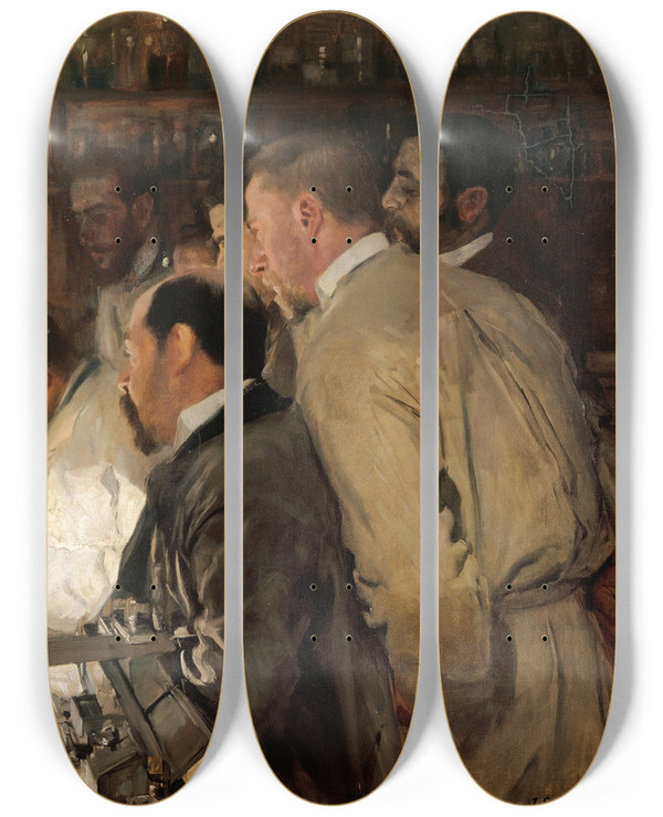 Triptych art skateboard deck of Joaqun Sorolla Research by Joaquin Sorolla (1863-1923)