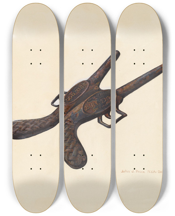 Triptych art skateboard deck of John Price Bootjack by John Price