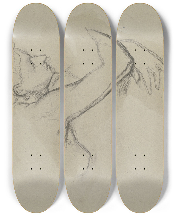 Triptych art skateboard deck of Victor Mller Julia Als Aktfigur Detail Der Umarmung Und Des Kusses by Victor Muller (1829-1871)