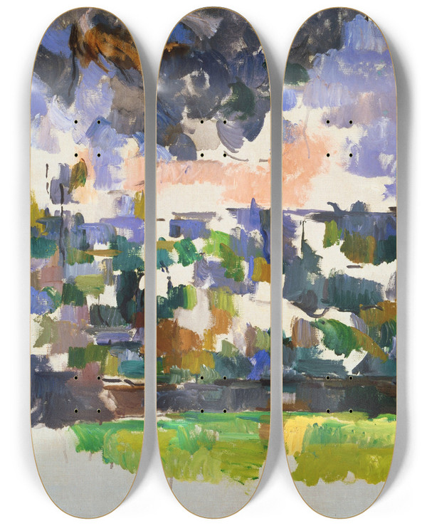 Triptych art skateboard deck of Paul Czanne The Garden At Les Lauves Le Jardin Des Lauves by Paul Cezanne (1839-1906)