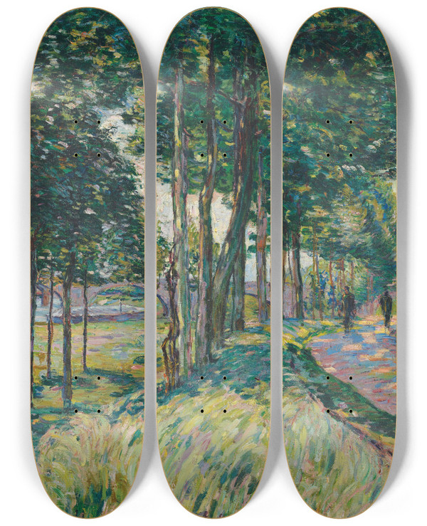 Triptych art skateboard deck of Armand Guillaumin La Seine Charenton_2 by Armand Guillaumin (1841-1927)