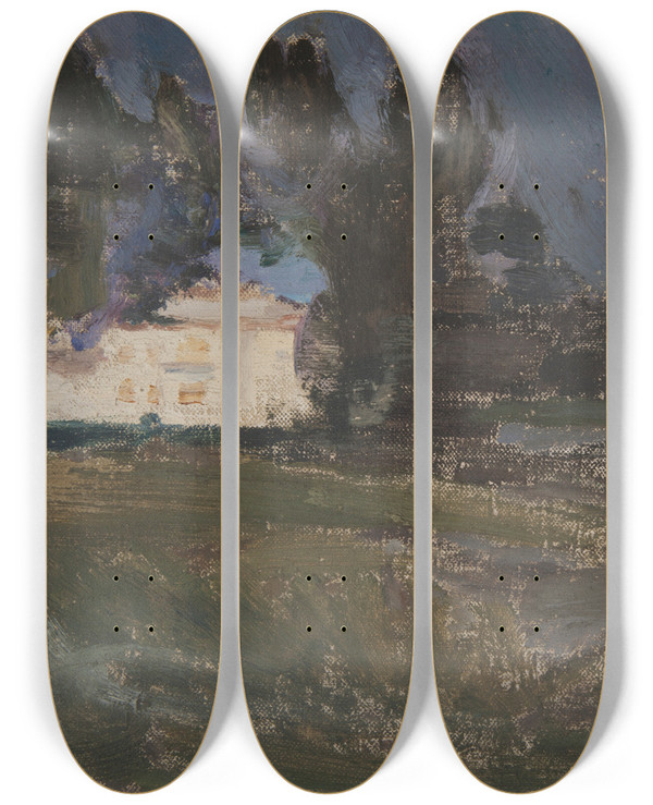 Triptych art skateboard deck of Jan Cigliski Northern Studies The White Night_1 by Jan Ciaglinski (1858-1913)