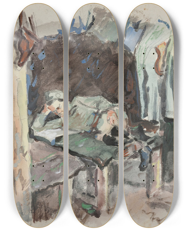Triptych art skateboard deck of Ivan Ivanec Onierz Legionu Ukraiskich Strzelcw Siczowych 19141920 W Ziemiance by Ivan Ivanec (1893-1946)