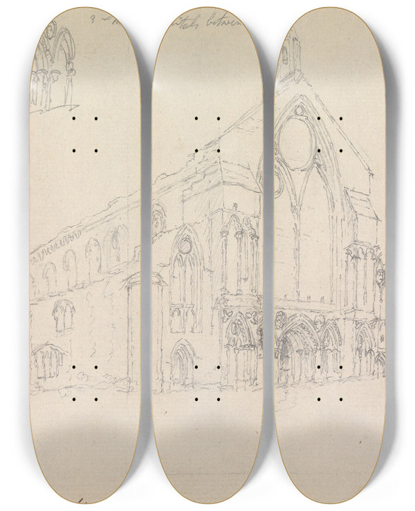 Triptych art skateboard deck of James Moore Binham Priory Norfolk England by James Moore (1762-1799)