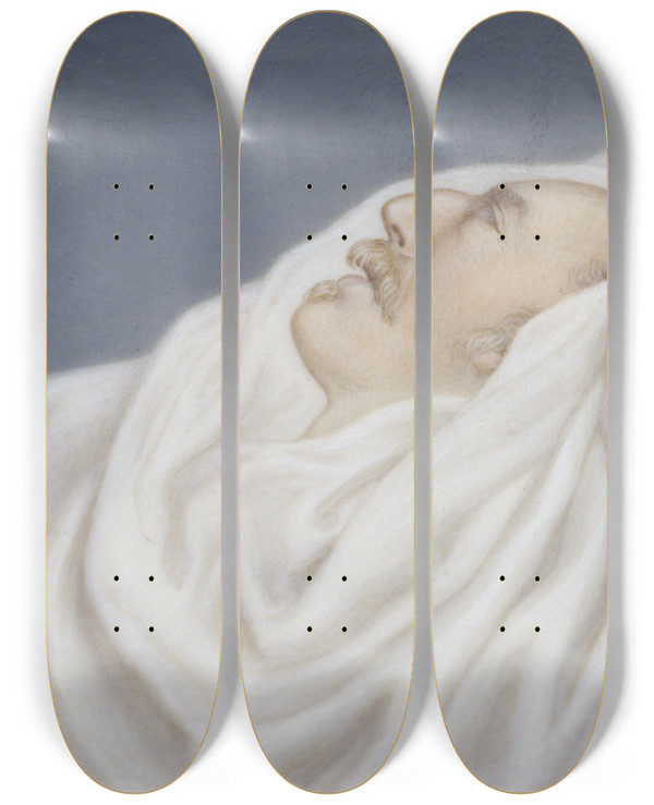 Triptych art skateboard deck of Gustav Nehrlich Gustav Iv Adolf 17781837 On His Deathbed by Gustav Nehrlich