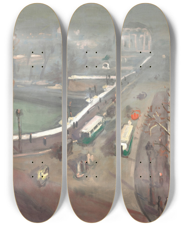 Triptych art skateboard deck of Albert Marquet Pontneuf Brume Dautomne by Albert Marquet (1875-1947)