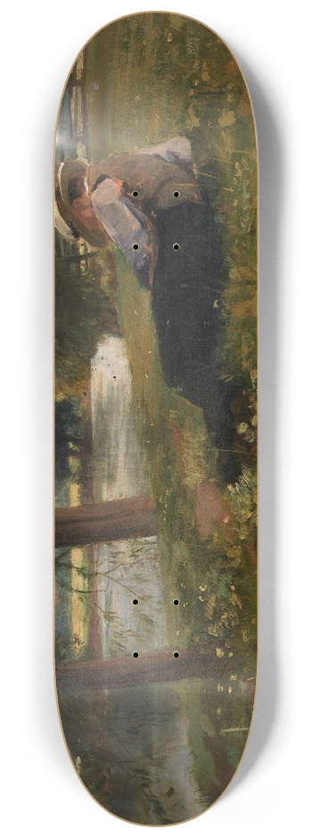 Eliphalet Fraser Andrews - Man Reclining beside a Stream 8.25 inch art skate deck