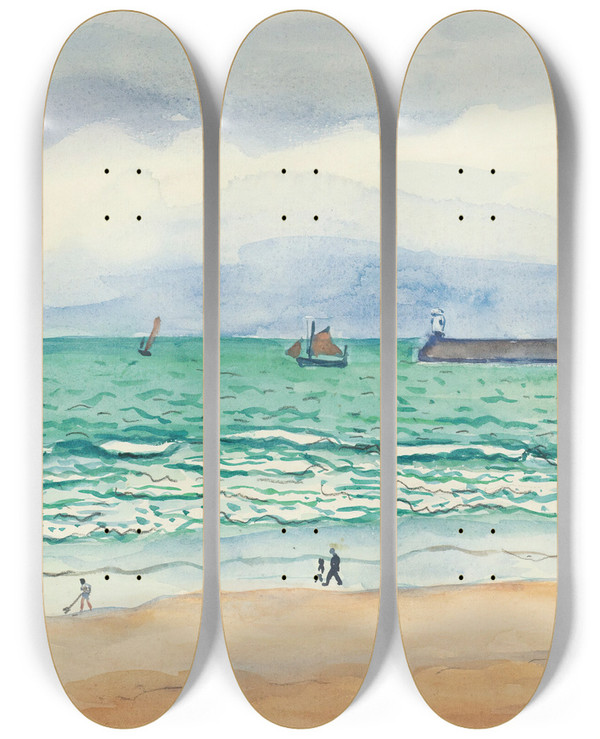 Triptych art skateboard deck of Albert Marquet Sables Dolonne by Albert Marquet (1875-1947)