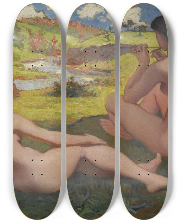 Triptych art skateboard deck of Georges Despagnat Le Repos by Georges d'Espagnat (1870-1950)