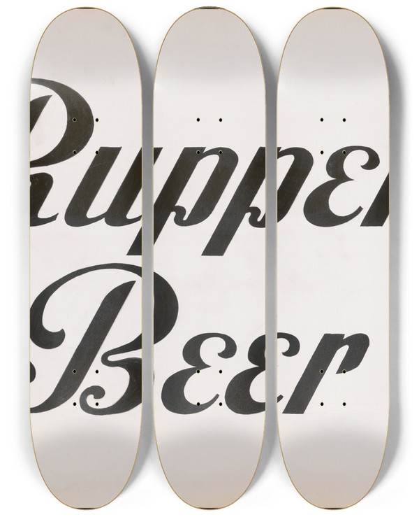 Triptych art skateboard deck of Winold Reiss Typographical Studies For Ruppert Beer_4 by Winold Reiss (1886-1953)